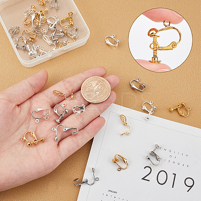 Brass & Iron Clip-on Earring Findings KK-SC0001-92-1