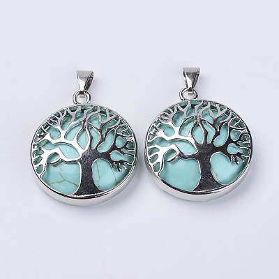 Dyed Synthetic Turquoise Pendants G-P350-D12-1