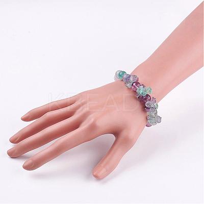 Natural Fluorite Stretch Bracelets BJEW-JB02878-1