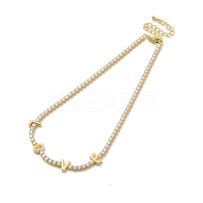 Clear Cubic Zirconia Chains Necklace for Girl Women Gift NJEW-A005-04G-1