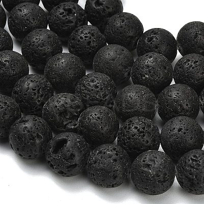 Natural Lava Rock Round Beads Strands G-M169-16mm-03-1