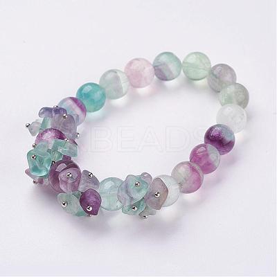 Natural Fluorite Stretch Bracelets BJEW-JB02878-1