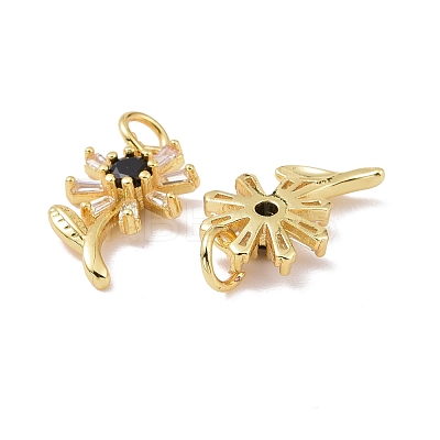 Rack Plating Brass Micro Pave Cubic Zirconia Pendants KK-E033-11G-1