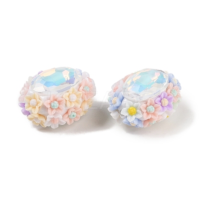Handmade Luminous Polymer Clay Rhinestone Beads CLAY-H003-05-1