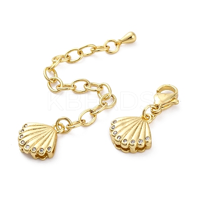 Cross Brass Micro Pave Cubic Zirconia Chain Extender KK-Z084-05G-1