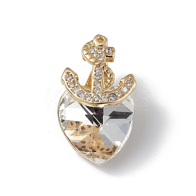 Real 18K Gold Plated Rack Plating Brass Micro Pave Clear Cubic Zirconia Pendants KK-C015-07G-06-1