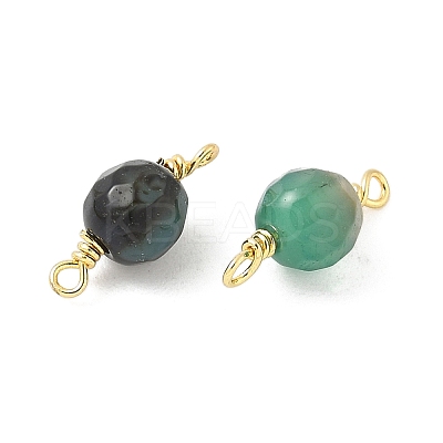 Dyed Natural Agate Faceted Round Connector Charms KK-C097-04G-02-1