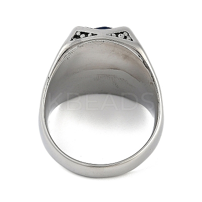 Oval 304 Stainless Steel Glass Finger Rings RJEW-D083-14AS-01-1