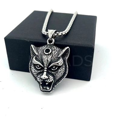 Vintage 304 Stainless Steel Lion Head Pendant Necklaces for Men Women OG9311-1