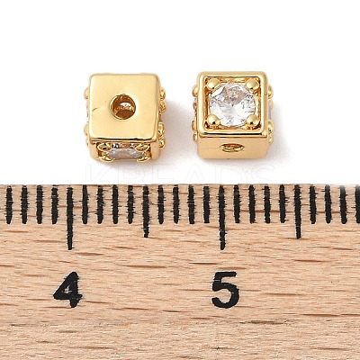 Brass Cubic Zirconia Beads KK-Q030-14A-G-1