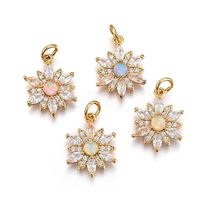 Brass Micro Pave Cubic Zirconia Pendants ZIRC-F091-02-G-1