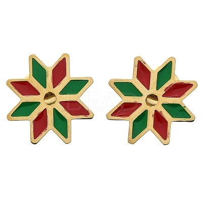 Ion Plating(IP) 304 Stainless Steel Enamel Stud Earrings EJEW-I316-03G-01-1