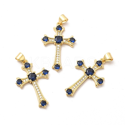 Rack Plating Brass Micro Pave Cubic Zirconia Pendants KK-K165-08G-1