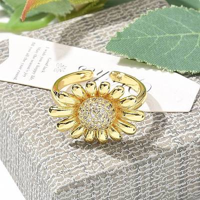 Brass Micro Pave Clear Cubic Zirconia Cuff Rings LS-RJEW-M029-01G-1