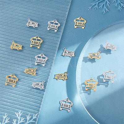 16Pcs 4 Styles 201 Stainless Steel Pendants STAS-UN0035-69-1