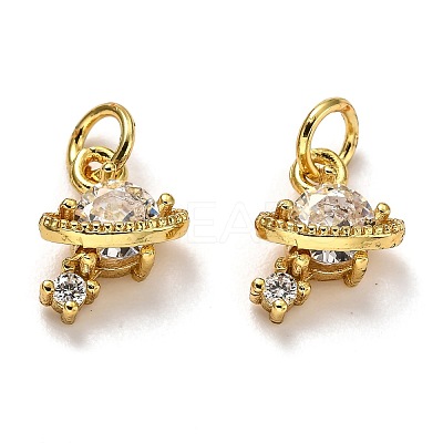 Brass Micro Pave Cubic Zirconia Charms ZIRC-H119-10G-1