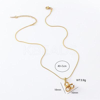 3Pcs Minimalist Stainless Steel Pave Imitation Pearl Triple Round Pendant Necklaces for Women PD0842-1