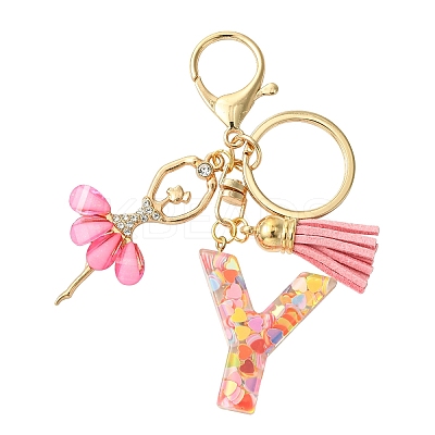 Letter A~Z Transparent Glitter Resin Pendant Keychains KEYC-FZ00024-25-1