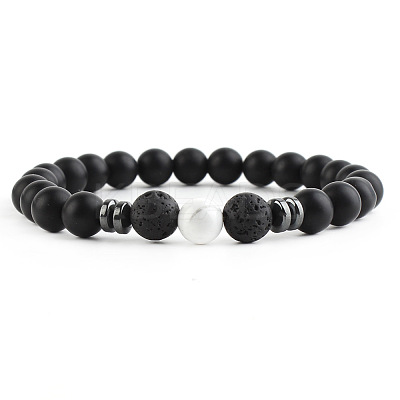 Round Natural Howlite Beaded Stretch Bracelets for Women Men LS-XP2963-2-1