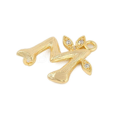 Brass Crystal Rhinestone Letter Links Connector Charms KK-S395-06G-M-1