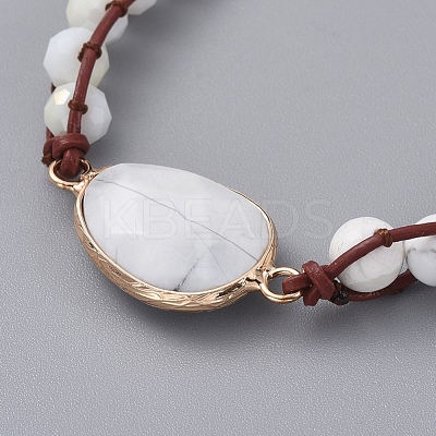 Faceted Glass & Natural Howlite Beaded Wrap Bracelets BJEW-JB05035-04-1