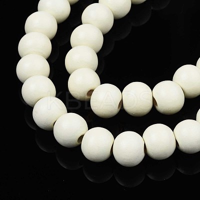 Painted Natural Wood Beads Strands WOOD-S053-54N-1
