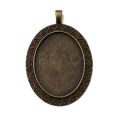 Tibetan Style Alloy Oval Pendant Cabochon Settings TIBEP-M018-47AB-NF-1