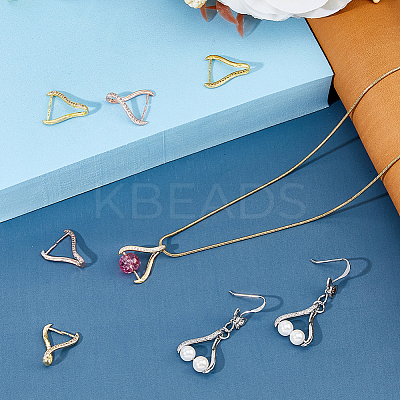 8Pcs 4 Colors Rack Plating Brass Micro Pave Cubic Zirconia Ice Pick Pinch Bails KK-FH0006-29-1