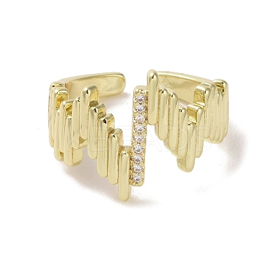 Brass Micro Pave Cubic Zirconia Open Cuff Ring RJEW-K256-55G-1
