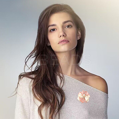 Cloth 3D Flower Brooch Pin JEWB-WH0022-92B-1