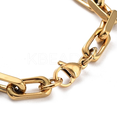 Ion Plating(IP) 304 Stainless Steel Paperclip Chains Bracelets BJEW-K240-06G-1