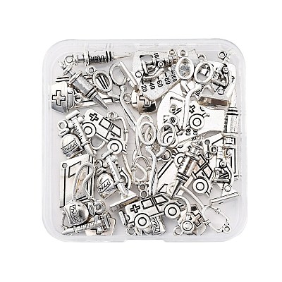 36Pcs 9 Styles Tibetan Style Alloy Pendants TIBE-FP0001-03-1