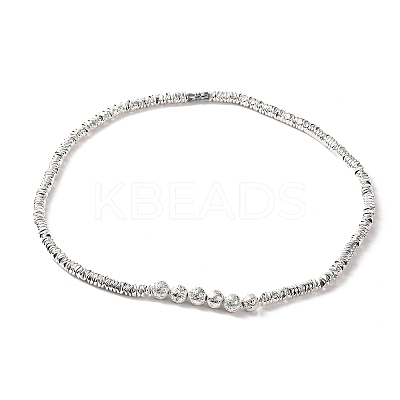 Synthetic Non-magnetic Hematite & Round Natural Lava Rock Beaded Necklaces NJEW-Q341-09-1