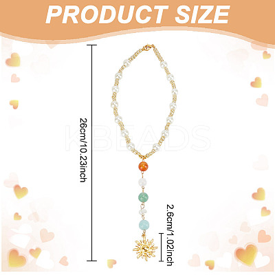 Natural Gemstone & Alloy Sun Pendant Car Hanging Ornaments HJEW-DR00027-1