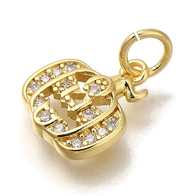 Rack Plating Brass Micro Pave Cubic Zirconia Charms KK-I720-13G-1