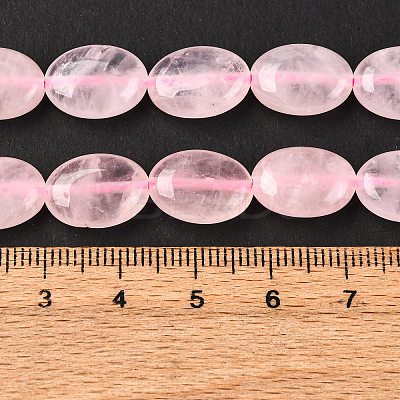 Natural Rose Quartz Flat Oval Bead Strands G-M206-28-1