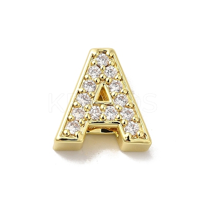 Brass Micro Pave Cubic Zirconia Beads KK-H487-25G-01-1