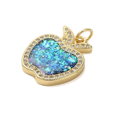 Brass Micro Pave Cubic Zirconia Pendants KK-K385-126G-1
