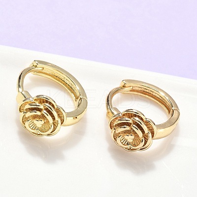 Rose Brass Hoop Earrings EJEW-Z102-03G-1