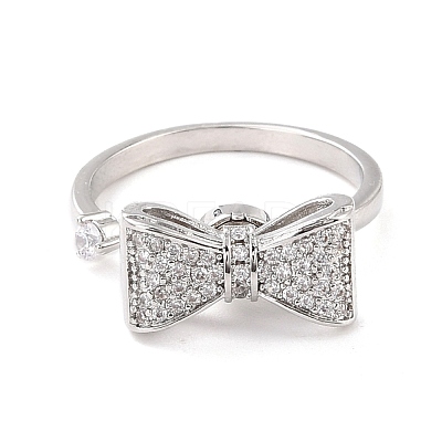 Bowknot Rotatable Open Ring for Women RJEW-M139-03P-1