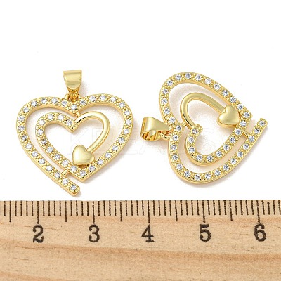 Rack Plating Brass Micro Pave Cubic Zirconia Pendants KK-F869-05G-1