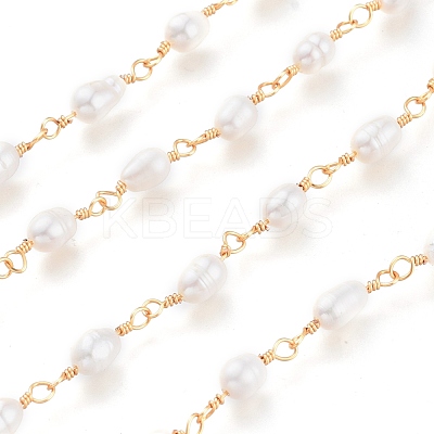 3.28 Feet Freshwater Pearl Beaded Chains X-CHC-K009-21G-1