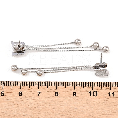 Butterfly 304 Stainless Tassel Steel Stud Earrings EJEW-H175-05P-1