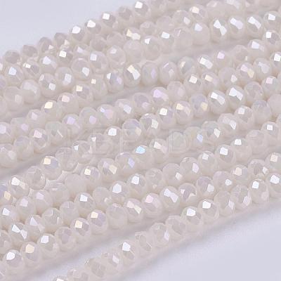 Electroplate Glass Beads Strands GLAA-F077-FR14-1