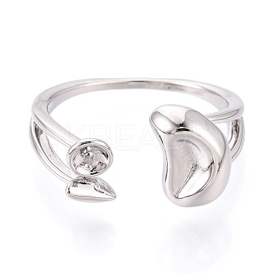 Moon Brass Cuff Ring Settings KK-T076-40P-1