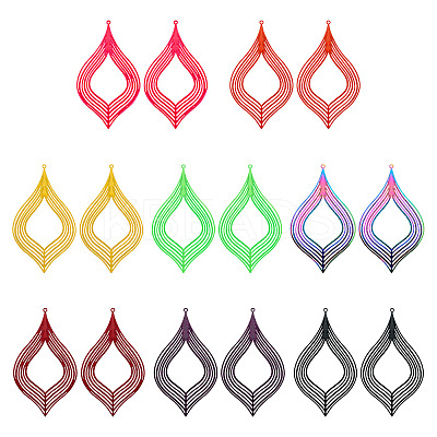 16Pcs 8 Styles Spray Painted 430 Stainless Steel Big Pendants STAS-TA0002-61-1