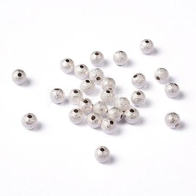 6mm Silver Color Plated Brass Textured Beads X-EC248-S-1
