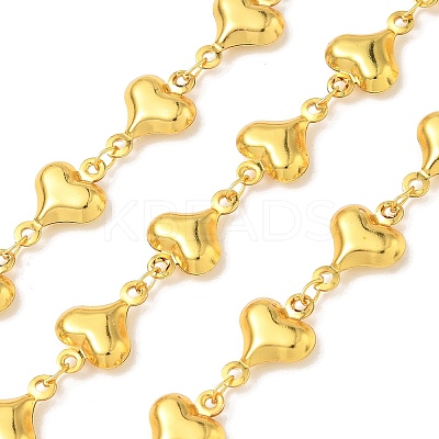 Rack Plating 304 Stainless Steel Heart Link Chains CHS-N009-01B-G-1