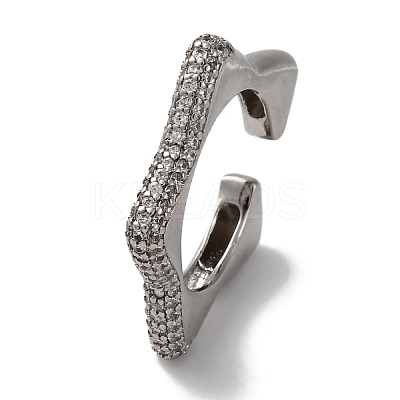 Rack Plating Star Brass Cubic Zirconia Open Cuff Rings for Women RJEW-S242-02P-C-1