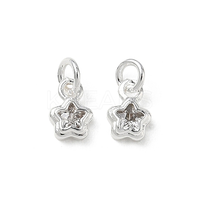 Brass Micro Pave Clear Cubic Zirconia Charms KK-P355-13S-1